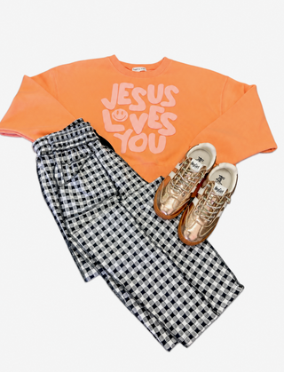 Soft Checked Barrel Knit Pants