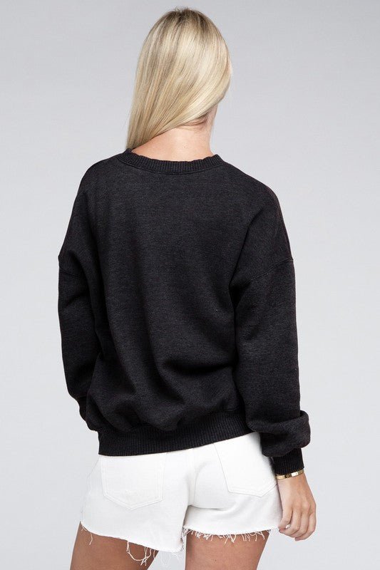 Acid Wash Fleece Oversized Pullover - The Edit LLC