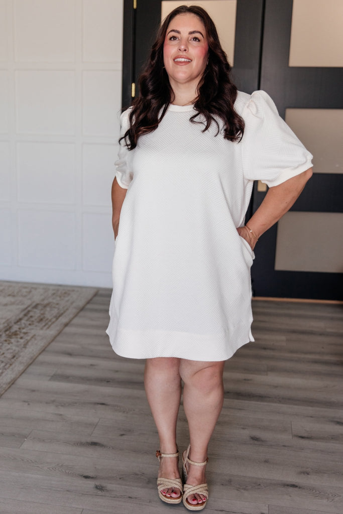 Across Town Puff Sleeve Quilted Dress - The Edit LLC