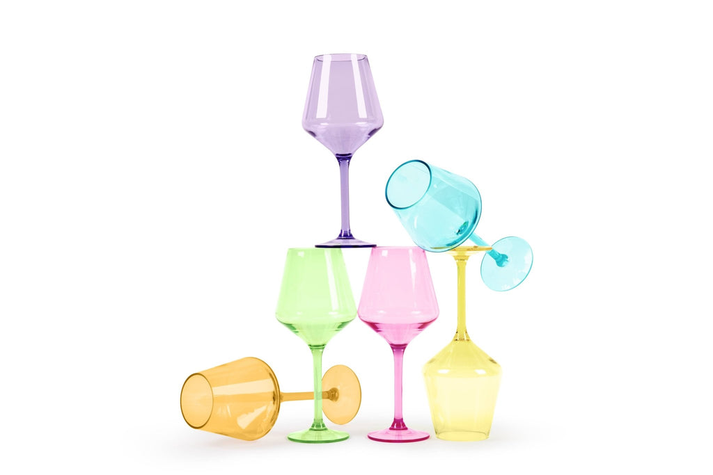 Acrylic Stemmed Wine Glasses - Bright - The Edit LLC