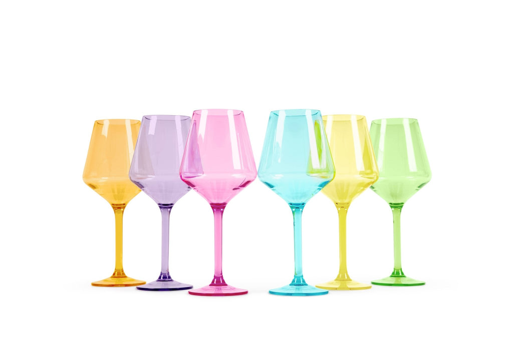 Acrylic Stemmed Wine Glasses - Bright - The Edit LLC