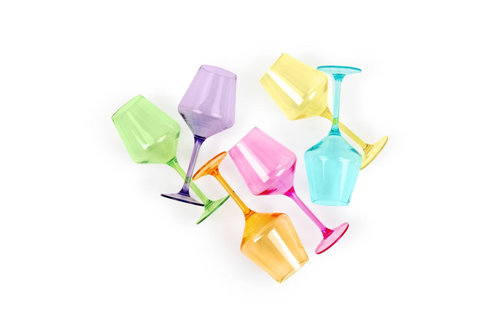 Acrylic Stemmed Wine Glasses - Bright - The Edit LLC