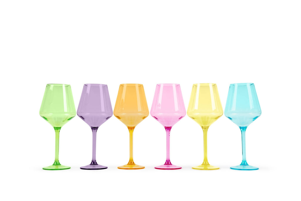 Acrylic Stemmed Wine Glasses - Bright - The Edit LLC