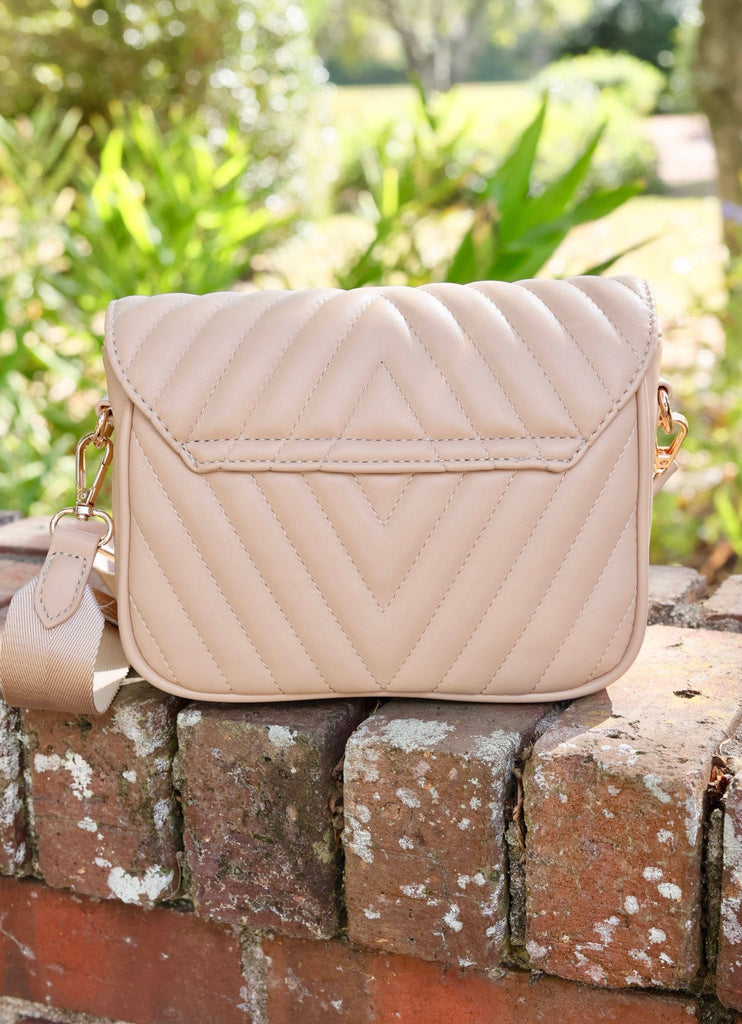 Angela Quited Crossbody TAN V QUILTED - The Edit LLC