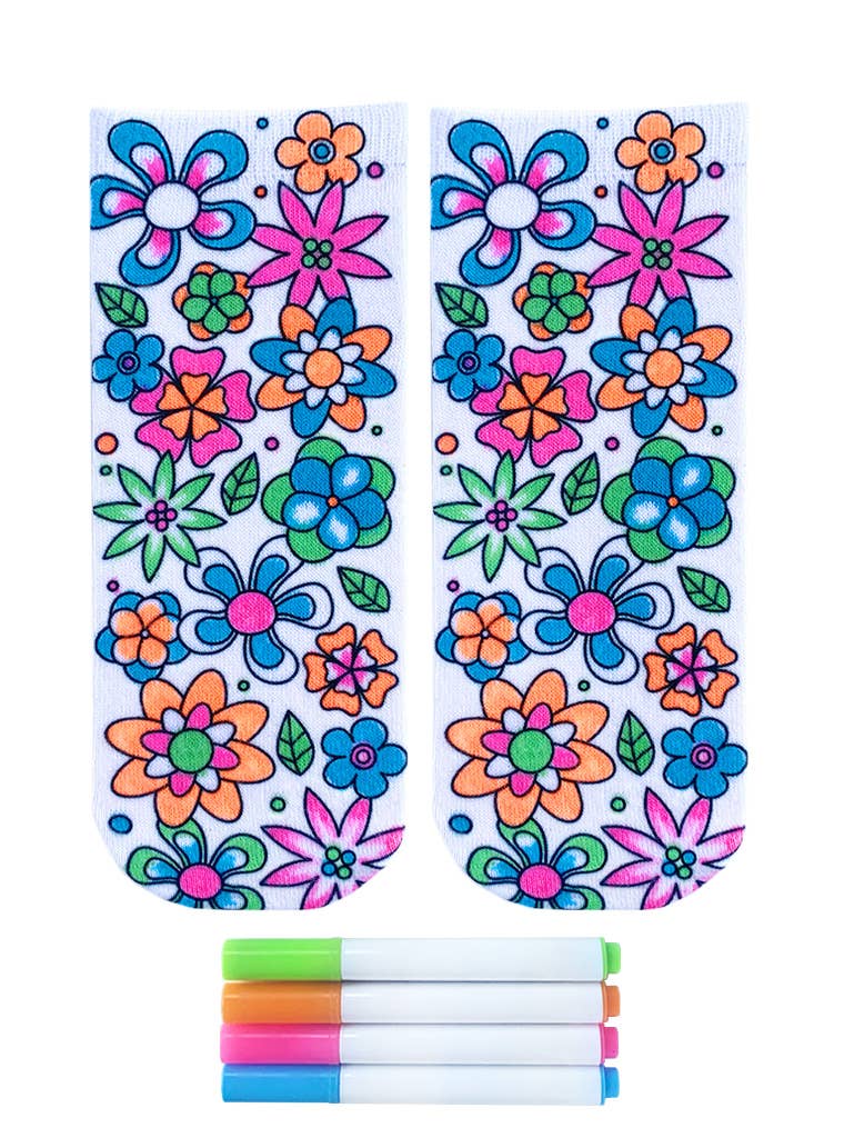 Ankle Socks - DIY Coloring Kit - Flower Garden - The Edit LLC