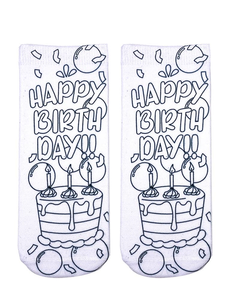 Ankle Socks - DIY Coloring Kit - Happy Birthday - The Edit LLC