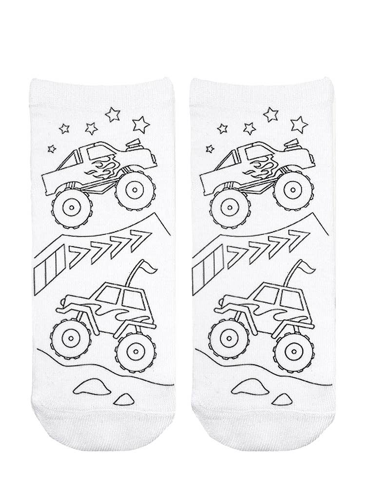 Ankle Socks - DIY Coloring Kit - Monster Truck Mania - The Edit LLC
