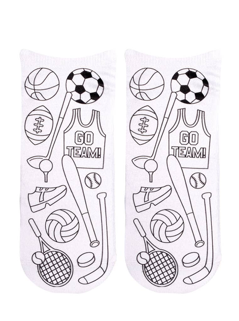 Ankle Socks - DIY Coloring Kit - Sports Team Spirit - The Edit LLC