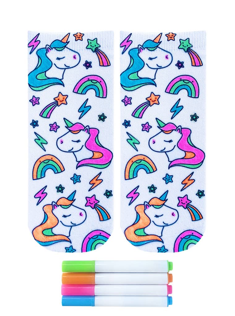 Ankle Socks - DIY Coloring Kit - Unicorn Galaxy - The Edit LLC