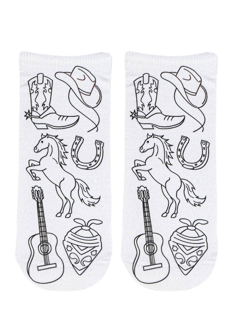 Ankle Socks - DIY Coloring Kit - Western Rodeo - The Edit LLC