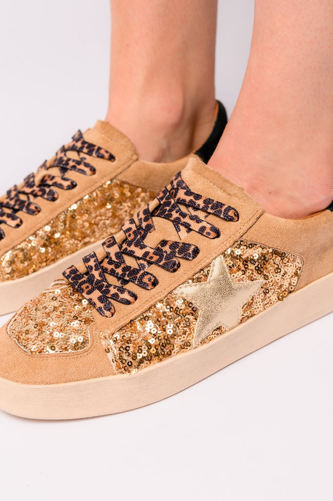 Another Round Sneakers in Gold Sequins - The Edit LLC