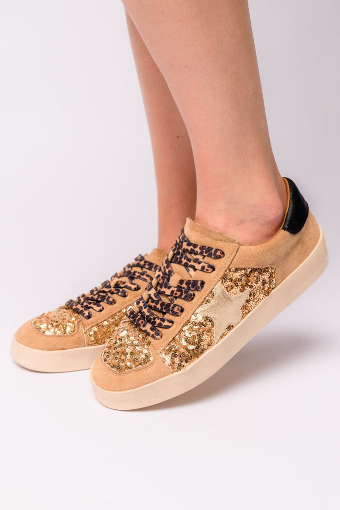 Another Round Sneakers in Gold Sequins - The Edit LLC