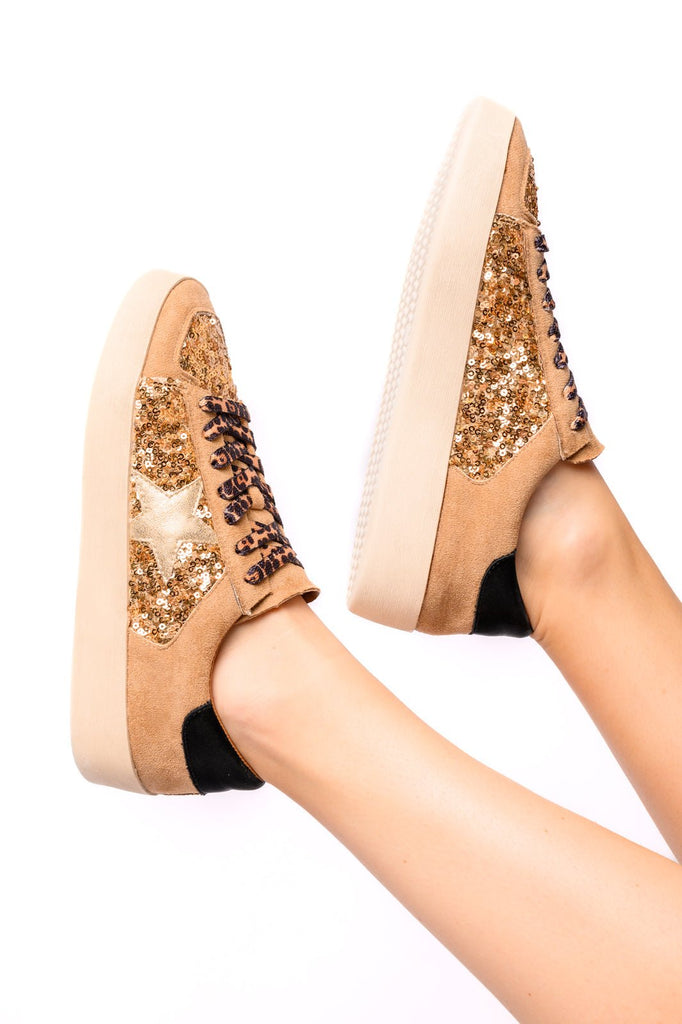 Another Round Sneakers in Gold Sequins - The Edit LLC