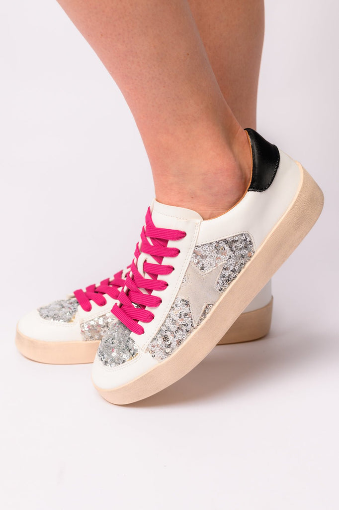 Another Round Sneakers in Silver Sequins - The Edit LLC