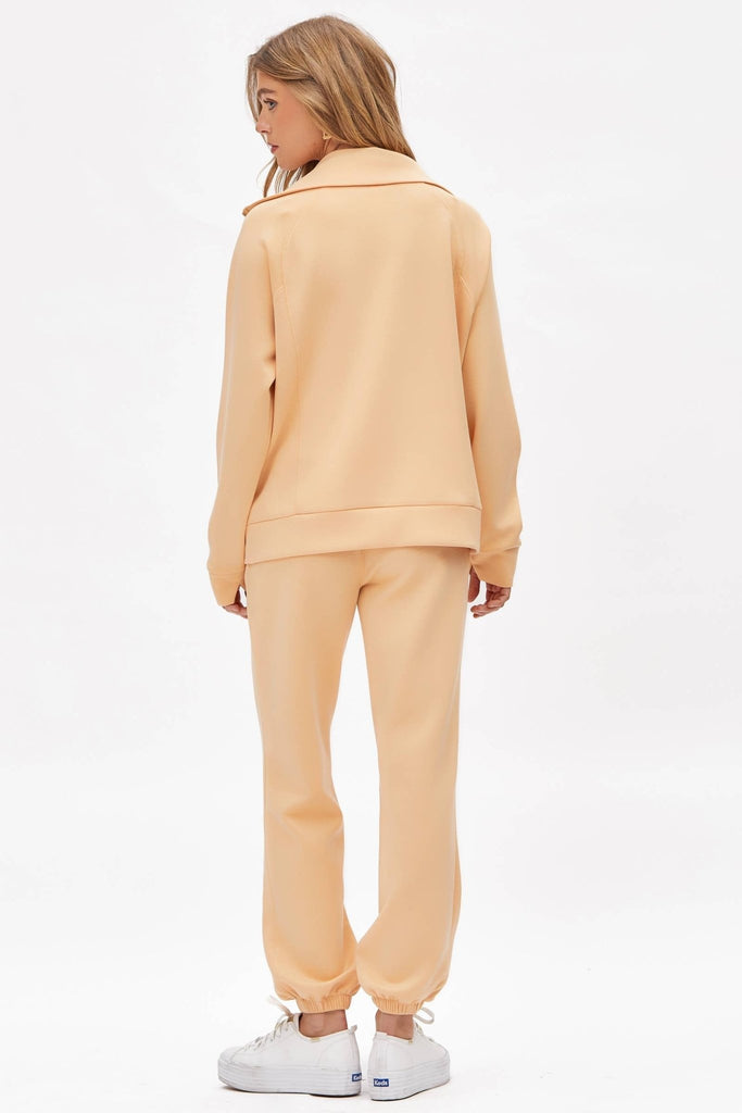 Apricot Quarter Zip Pullover + Jogger Modal Travel Set - The Edit LLC