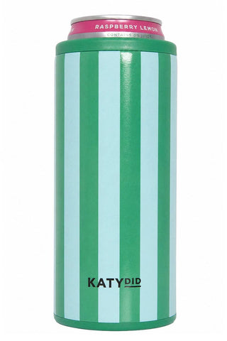 Aqua and Green Striped Can Coolers Wholesale: Aqua and Green Striped - The Edit LLC