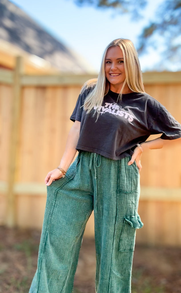 Atlantic Green - There She Goes Gauze Pants - The Edit LLC