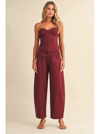 Bandeau Croset Top and Barrel Leg Pants Set - The Edit LLC