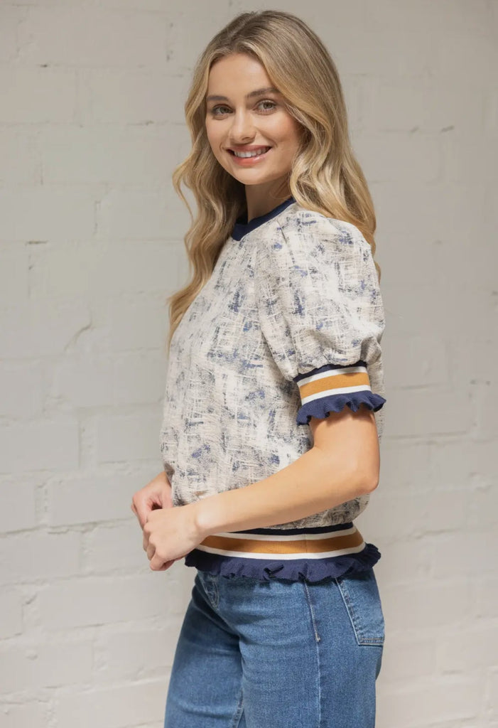 Banded Stripe Two Toned Top - The Edit LLC