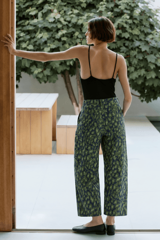 Barrel Leopard Jean Pants: Green / S - The Edit LLC