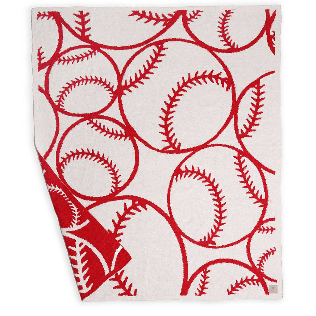 Baseball Patterned Throw Blanket: BASEBALL / ONE SIZE - The Edit LLC
