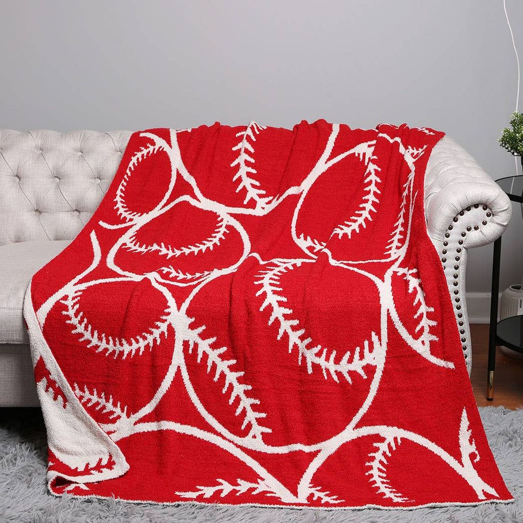Baseball Patterned Throw Blanket: BASEBALL / ONE SIZE - The Edit LLC