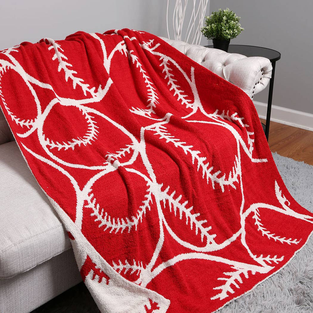 Baseball Patterned Throw Blanket: BASEBALL / ONE SIZE - The Edit LLC