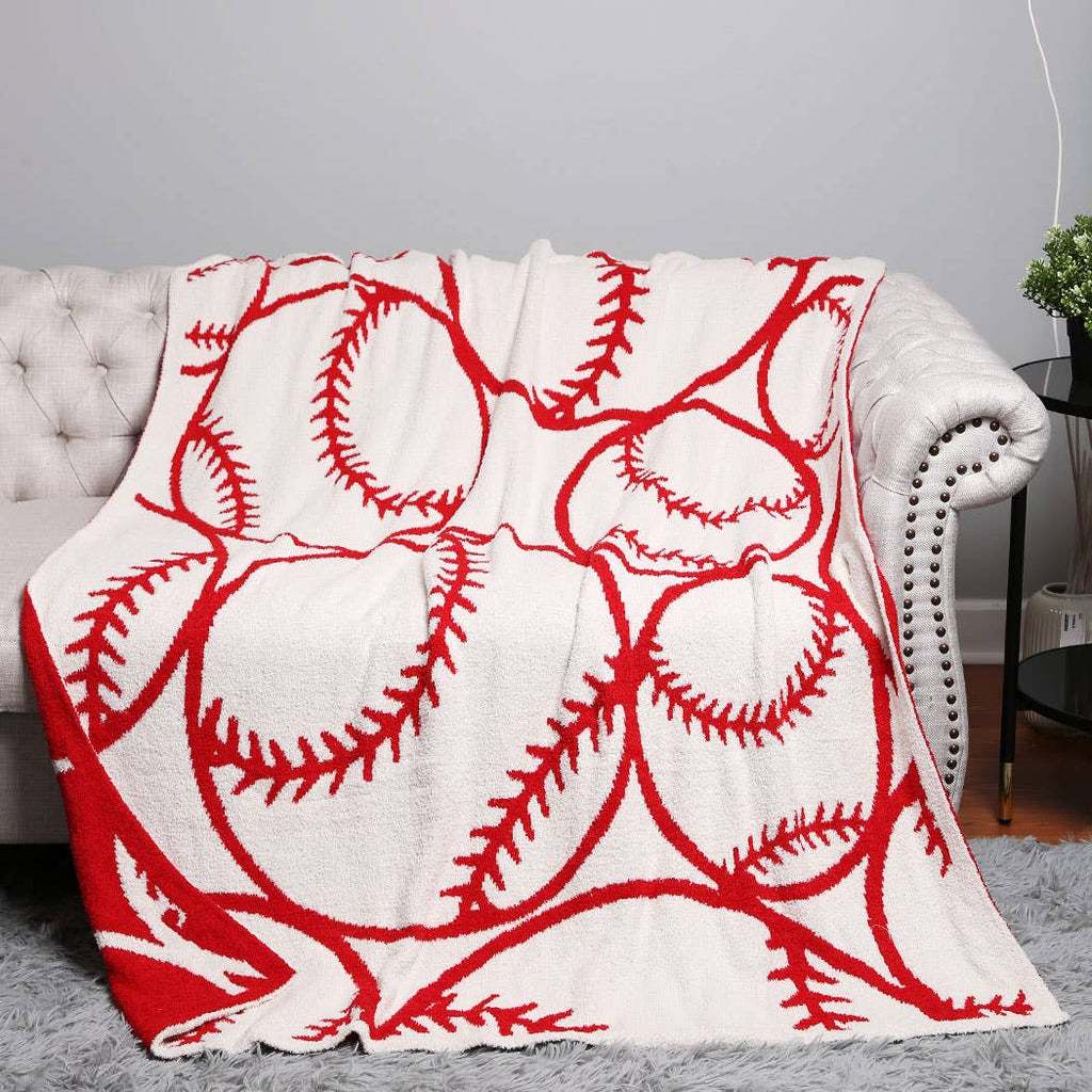 Baseball Patterned Throw Blanket: BASEBALL / ONE SIZE - The Edit LLC