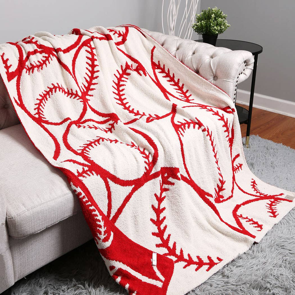 Baseball Patterned Throw Blanket: BASEBALL / ONE SIZE - The Edit LLC