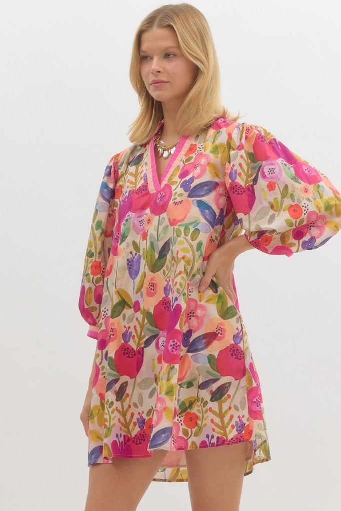 Be Berry Floral Dress - The Edit LLC