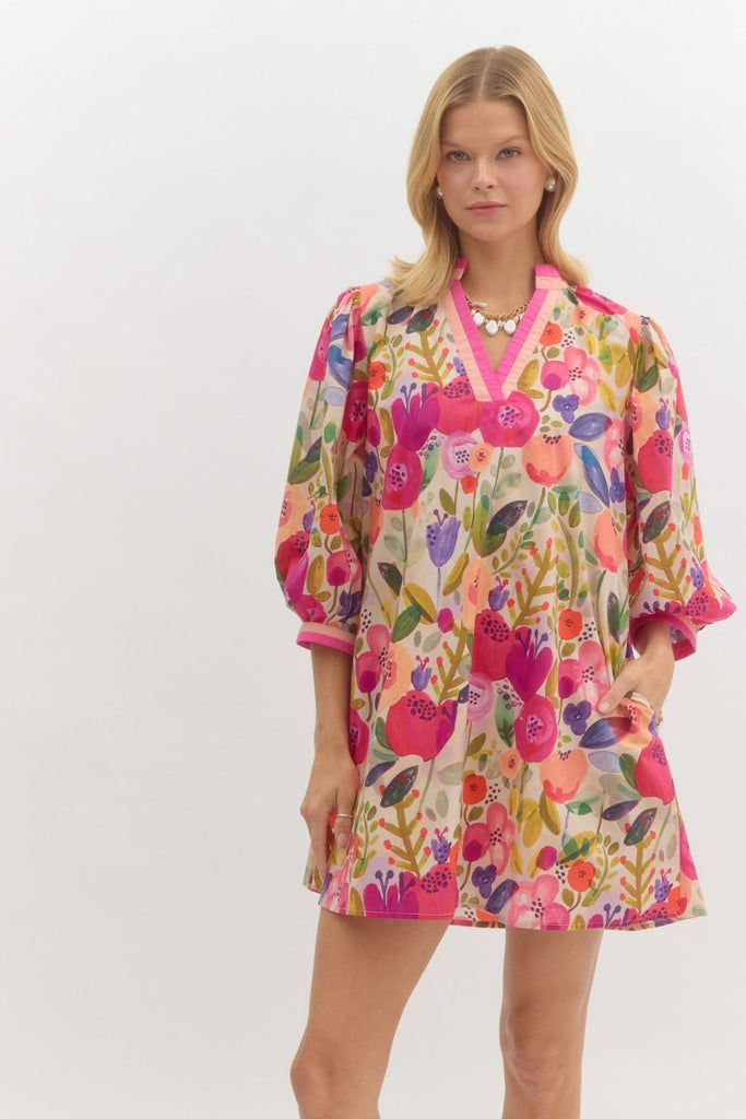 Be Berry Floral Dress - The Edit LLC