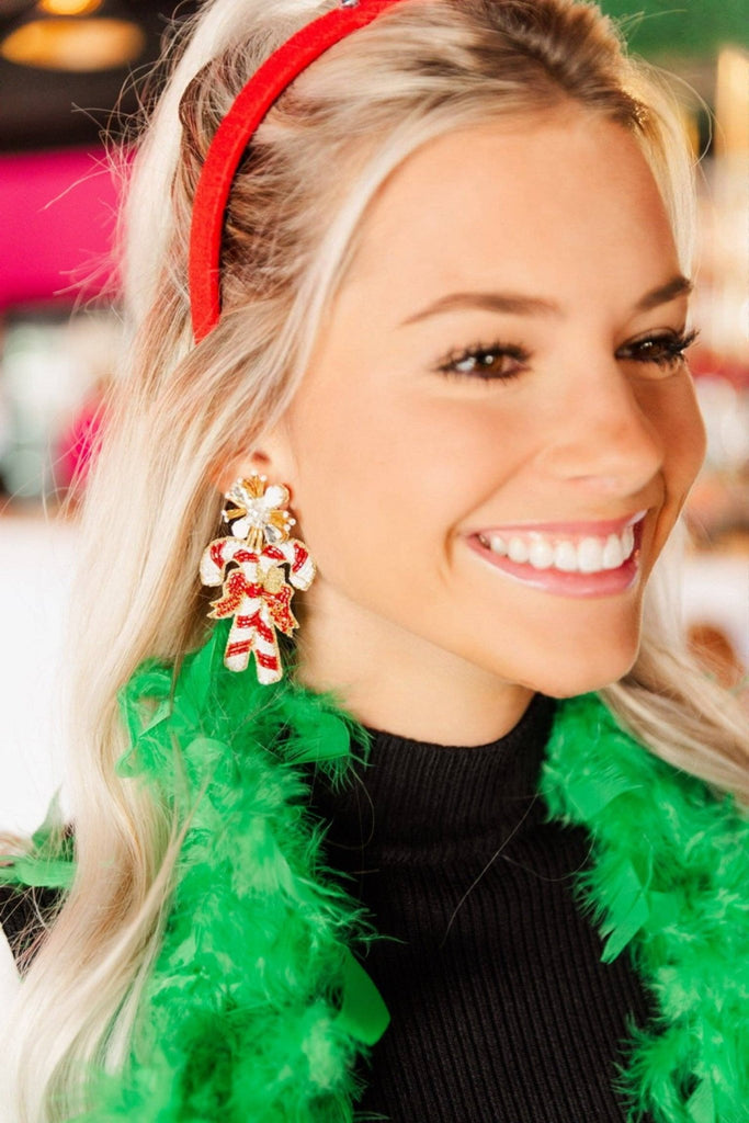 Beaded Candy Cane Drops: Pink - The Edit LLC