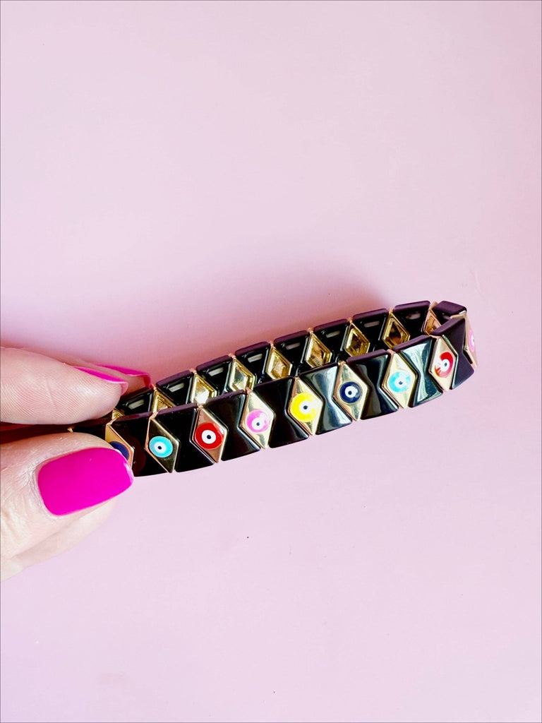 Black and Gold Tile Bracelet - The Edit LLC
