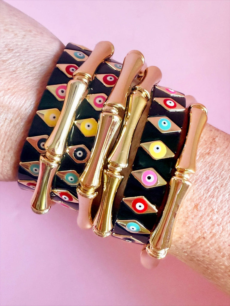 Black and Gold Tile Bracelet - The Edit LLC