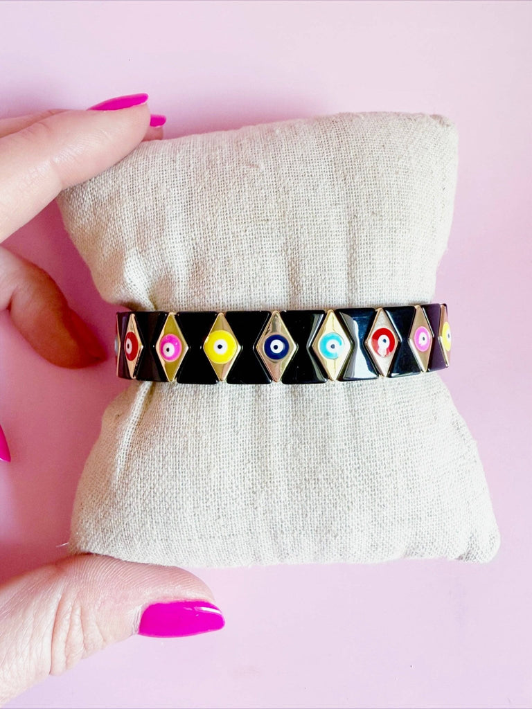 Black and Gold Tile Bracelet - The Edit LLC