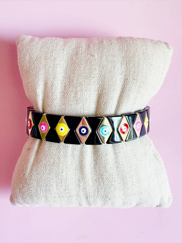 Black and Gold Tile Bracelet - The Edit LLC