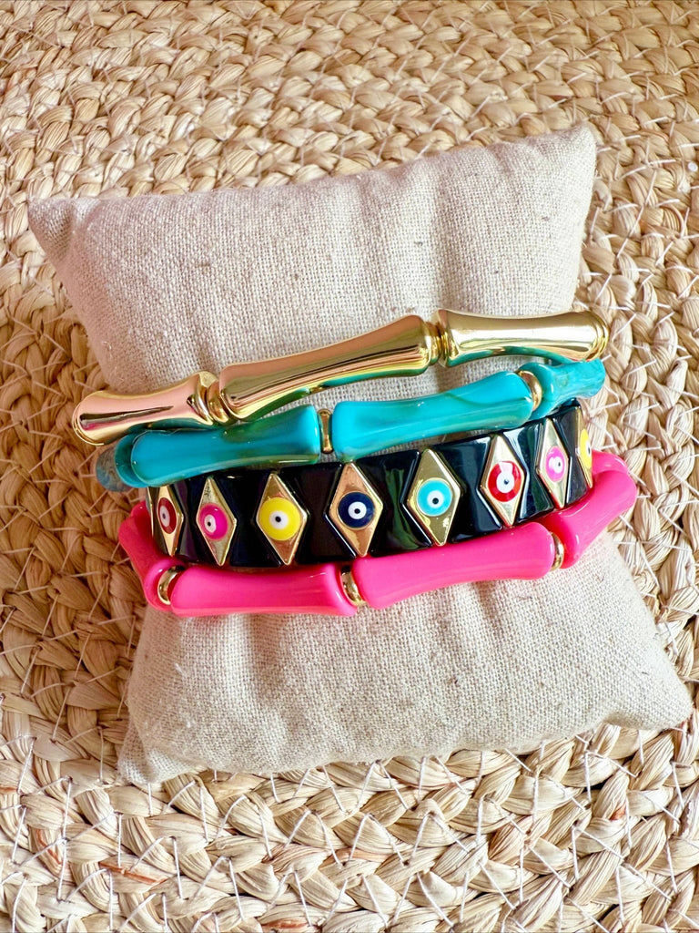 Black and Gold Tile Bracelet - The Edit LLC