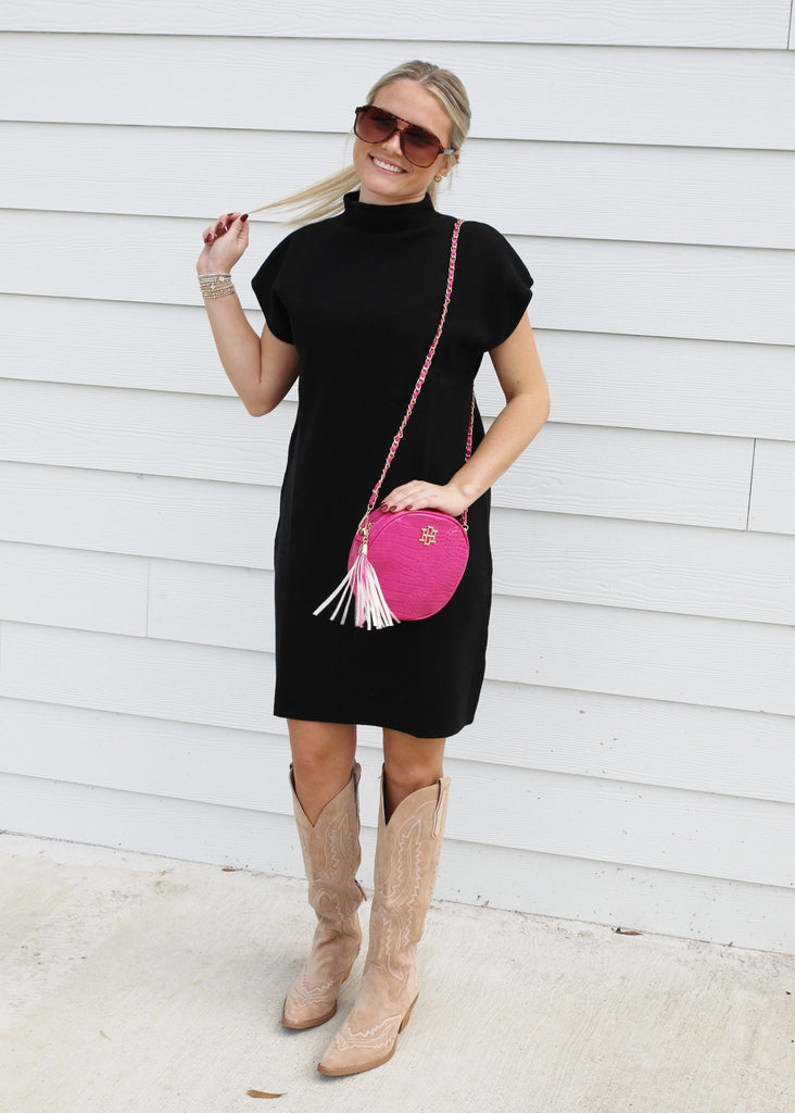 Black Basic B Sweater Dress - The Edit LLC