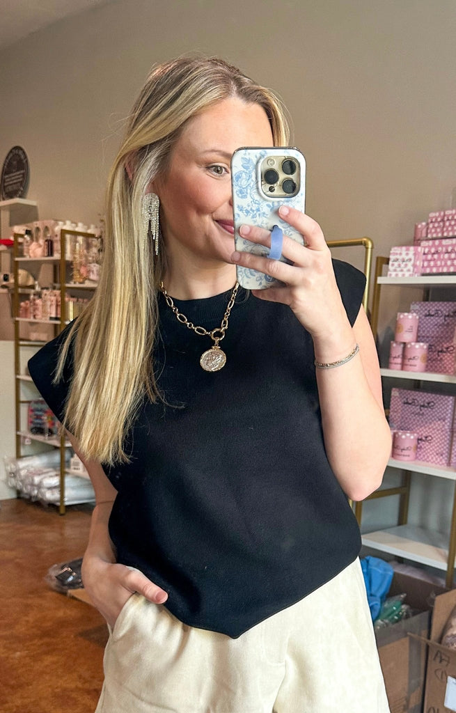 Black Boxy Sleeveless Sweater - The Edit LLC