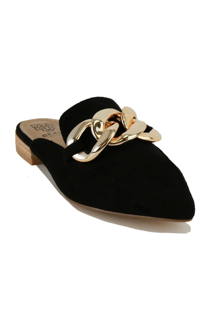 Black Chain Detail Mules - The Edit LLC