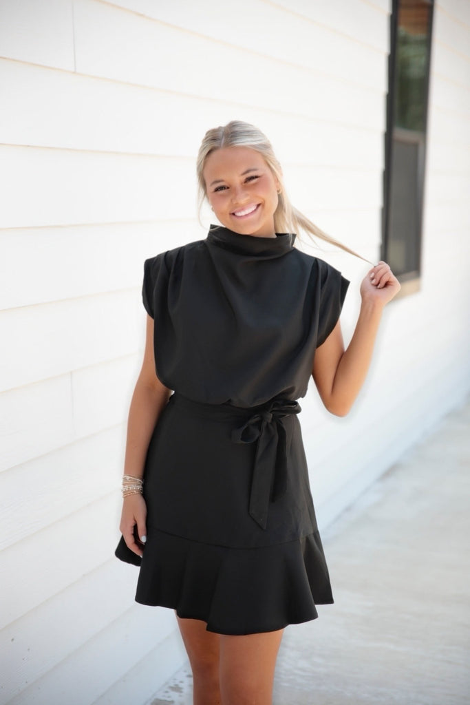 Black Cowl Neck Dress - The Edit LLC