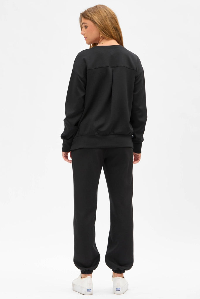 Black Crew Neck Pullover + Jogger Set TRVSET - MALIBU - The Edit LLC