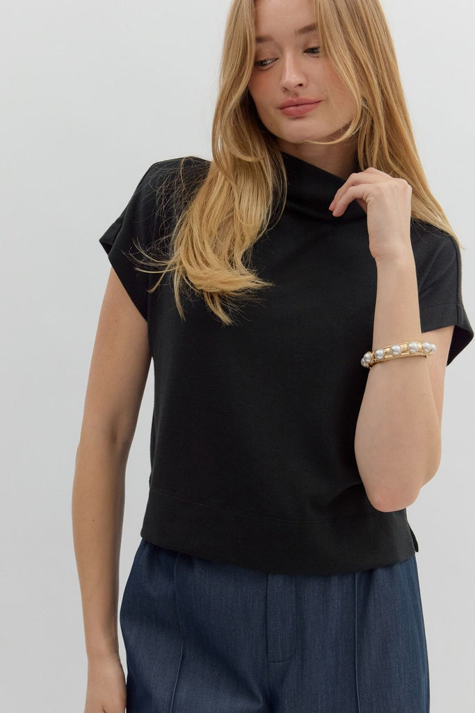 Black Smock Neck Knit - The Edit LLC