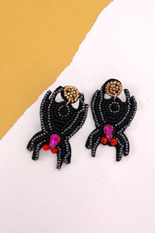 BLACK SPIDER SEED BEAD EARRINGS | 40E281: BLACK - The Edit LLC