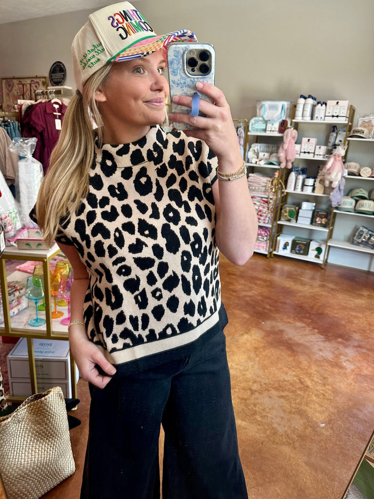 Black - The Mandy Leopard Set Top - The Edit LLC