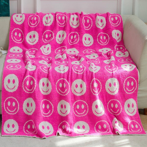 Blanket ALL SMILES Pattern Reversible Blanket - The Edit LLC