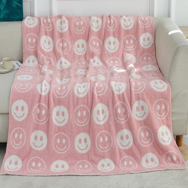 Blanket ALL SMILES Pattern Reversible Blanket - The Edit LLC