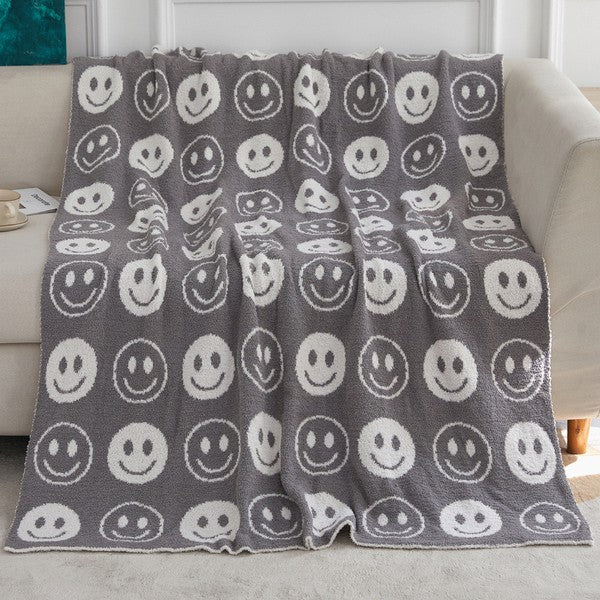 Blanket ALL SMILES Pattern Reversible Blanket - The Edit LLC