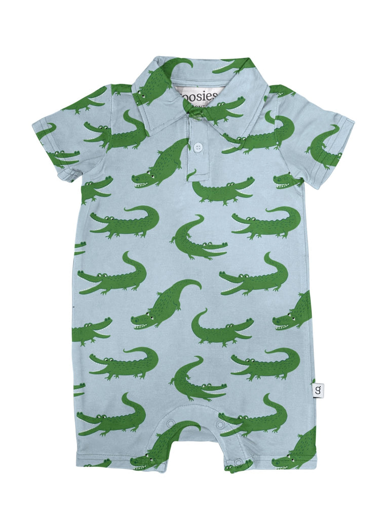 Blue Alligators - SS Polo Romper - The Edit LLC