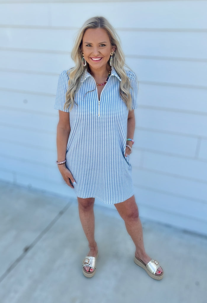 gingham shift mini dress Summer Side Dish Green Gingham Cotton Mini Shift Dress